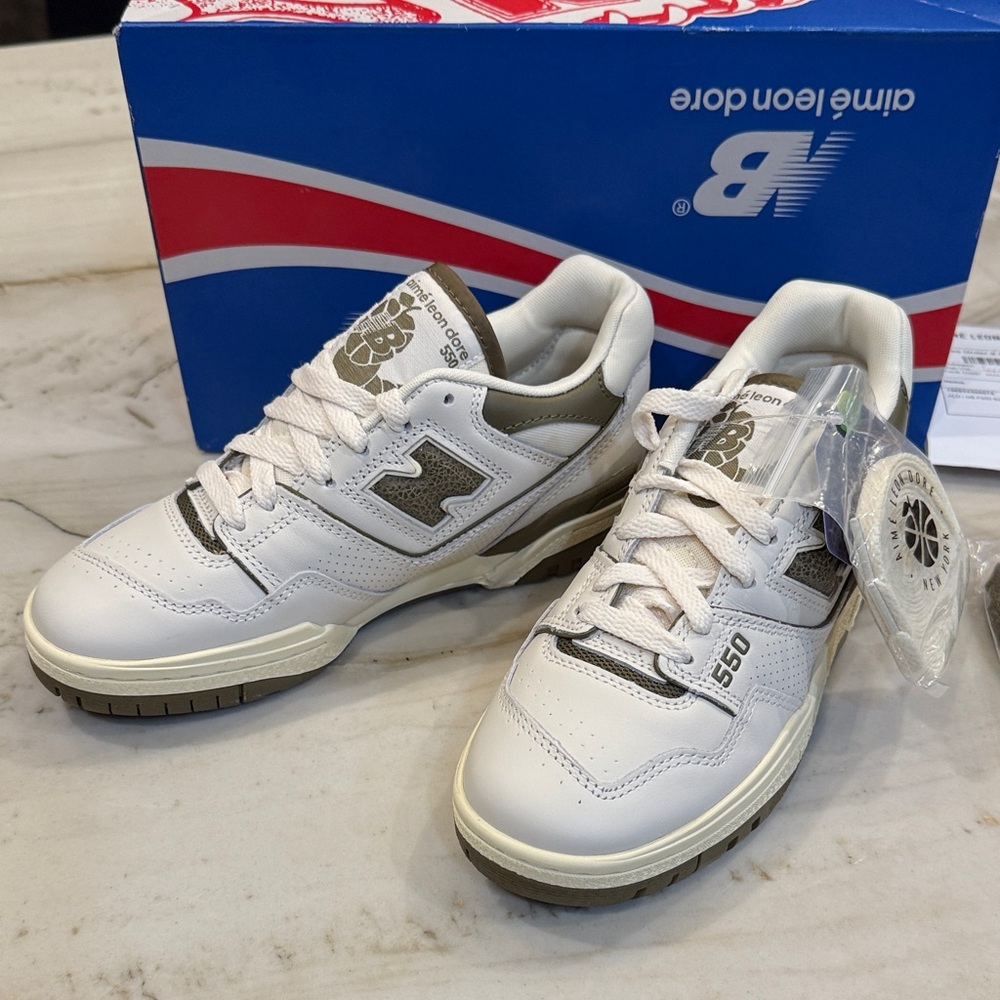 Aime Leon Dore x New Balance 550 White and Green Sneakers